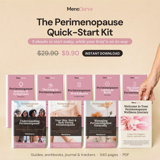 The Perimenopause Quick-Start Kit: 9 printable perimenopause PDF guides, workbooks and trackers by Menocurve