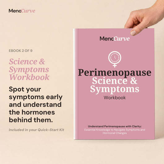 Perimenopause Science and Symptoms Workbook cover, ebook 2 of 9 in the Perimenopause Quick-Start Kit