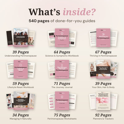 What's inside the Perimenopause Quick-Start Kit: 9 ebooks, 540 pages